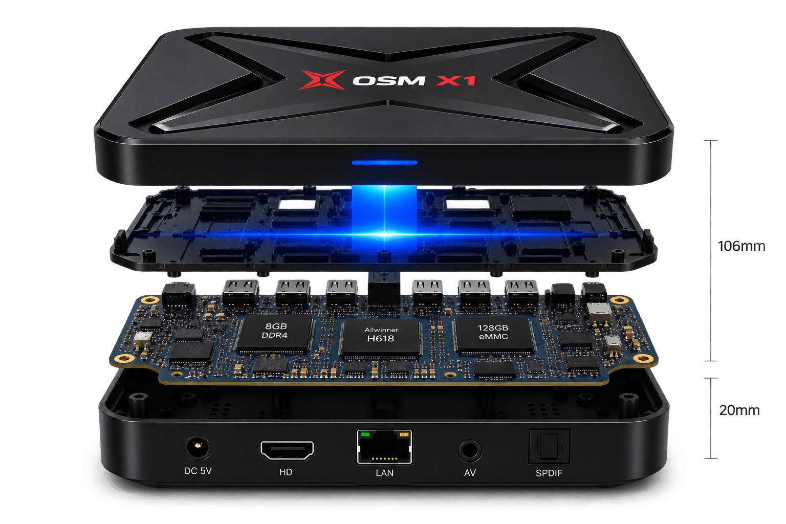 OSM X1 Pro exploded view showing the internal components